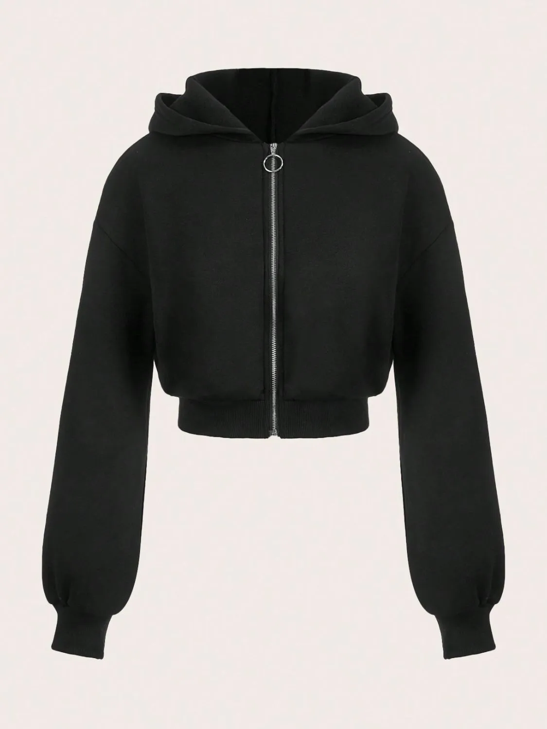 Zip Up Long Sleeve Cropped Hoodie